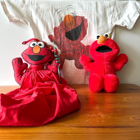 Vintage 1990s Elmo Bundle Tickle Me Elmo plush toy and t-shirt